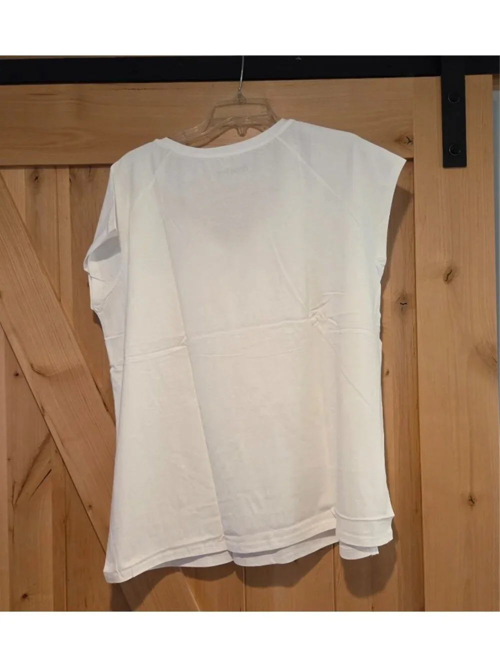 New! Roaman's V-Neck Pocket Women 12 S White Raglan Sleeveless T-Shirt